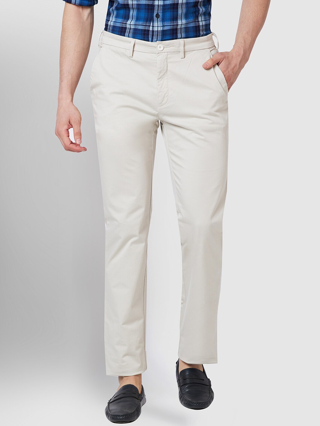 

ColorPlus Men Mid-Rise Tailored Fit Chinos, Off white