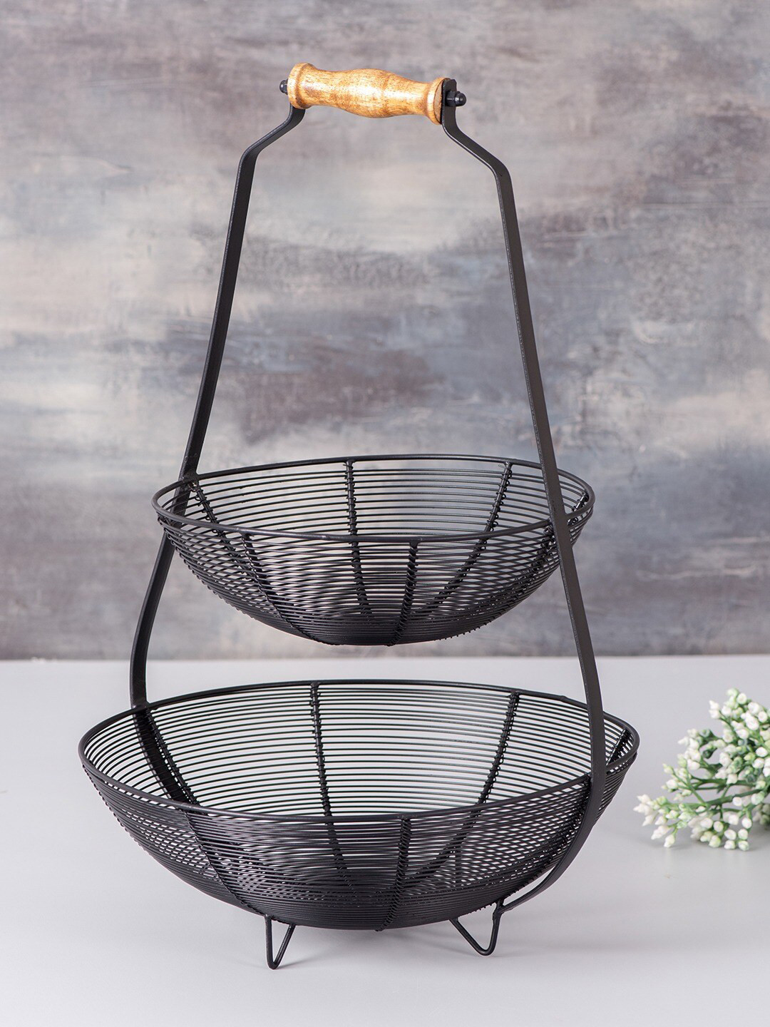 

nestroots Black Iron Two Tier Fruit Basket