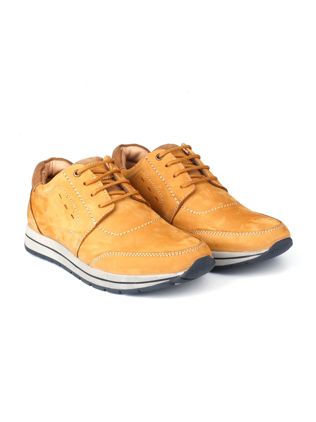 

LEFORE Men Comfortable Leather Sneakers, Camel brown