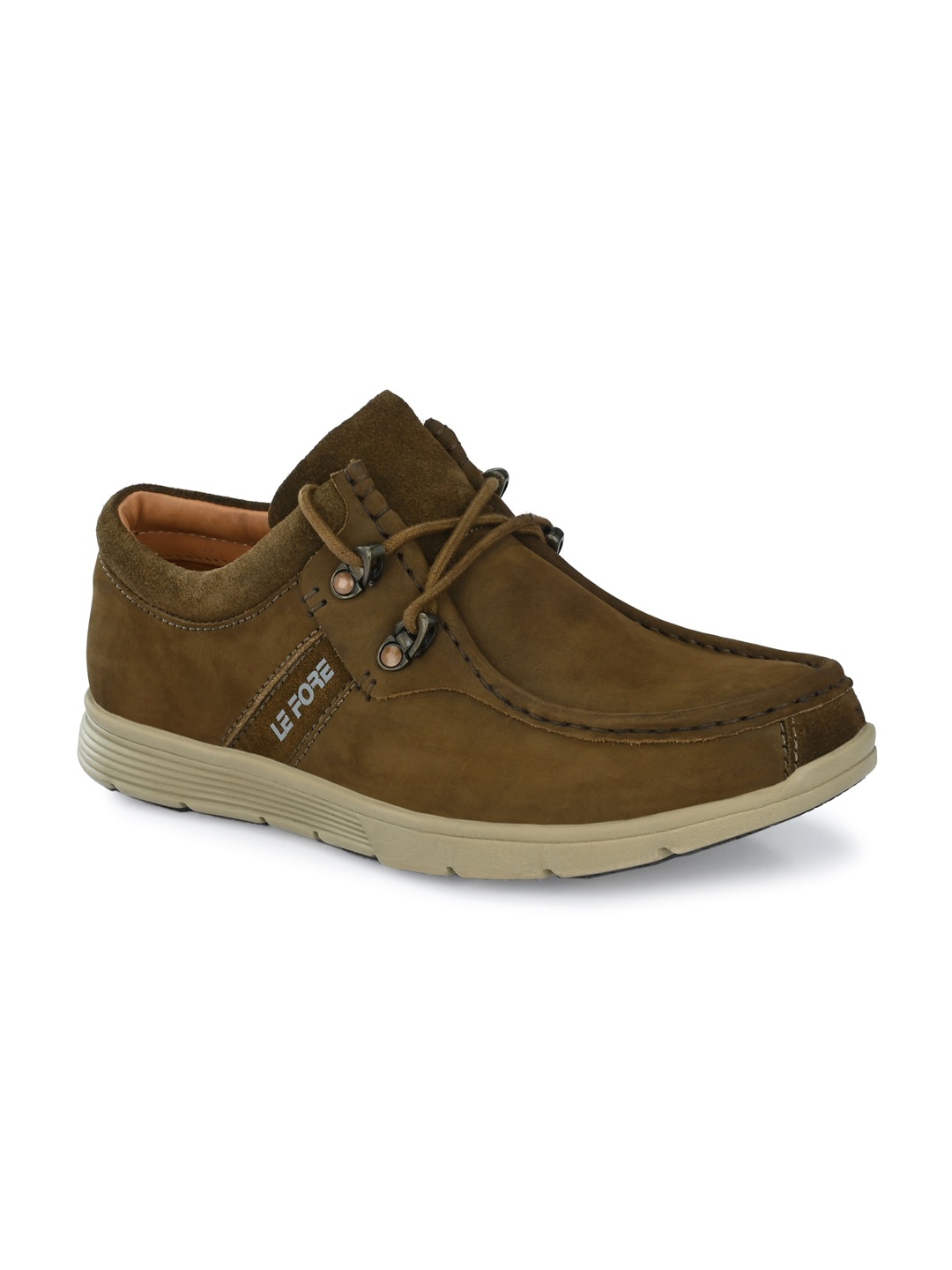 

LEFORE Men Square Toe Leather Sneakers, Green