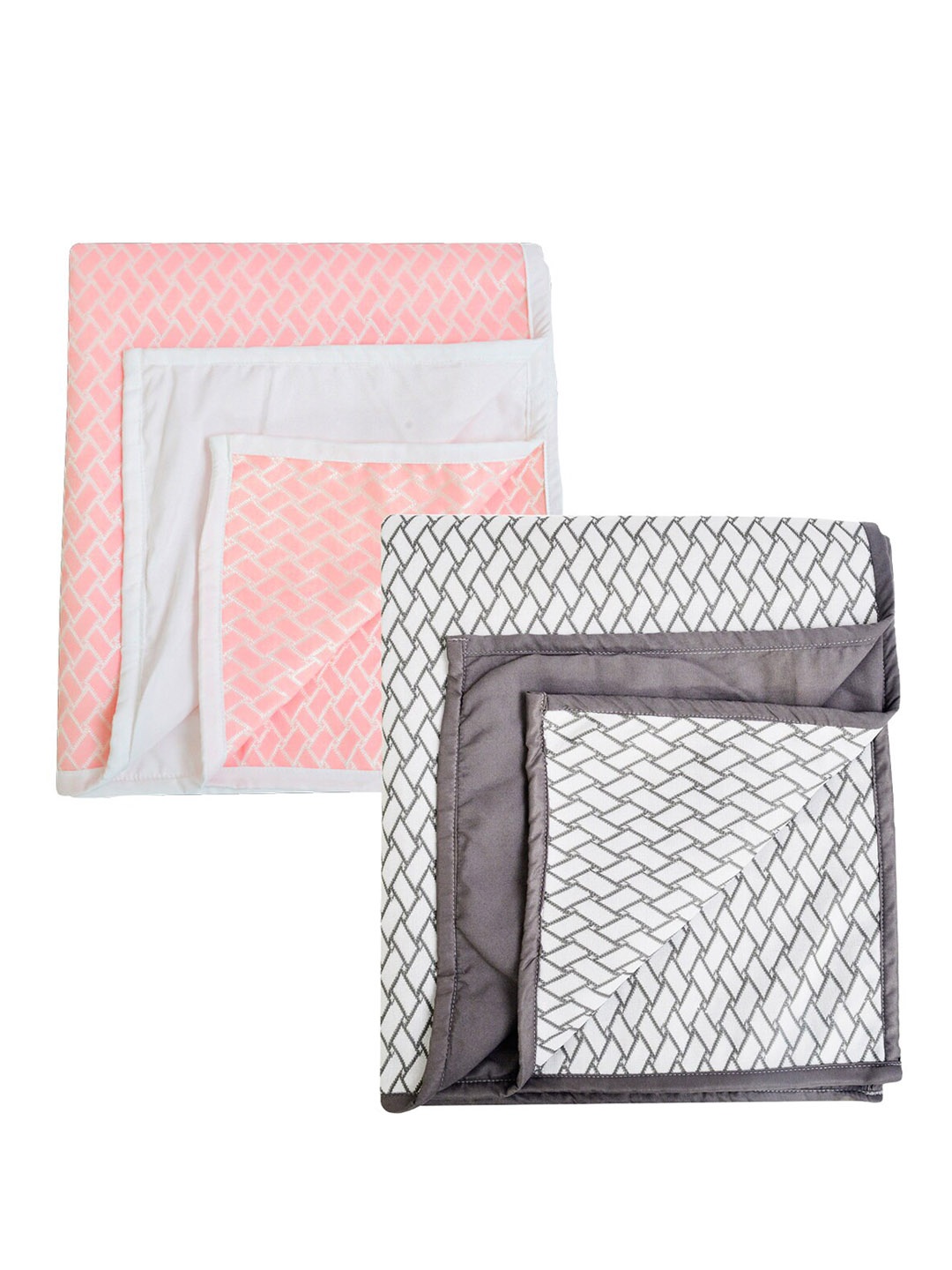 

Adbeni Kids Pink & Grey 2 Pieces Printed Waterproof Mattress Protector