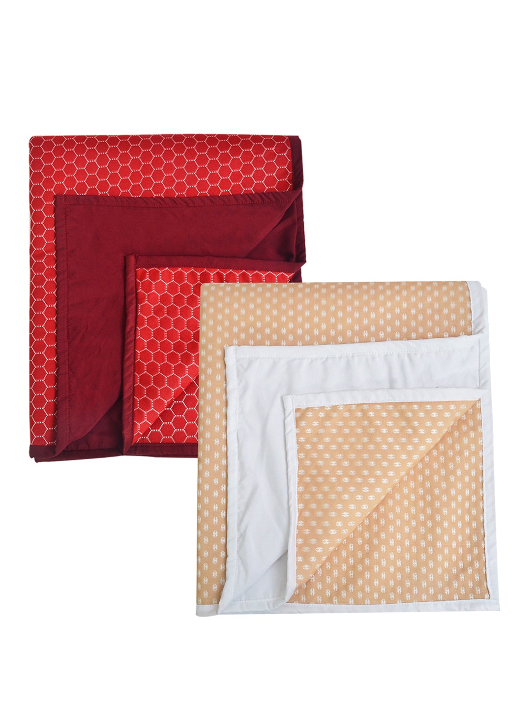 

Adbeni Kids Maroon & Beige 2 Pieces Printed Cotton Waterproof Mattress Protector