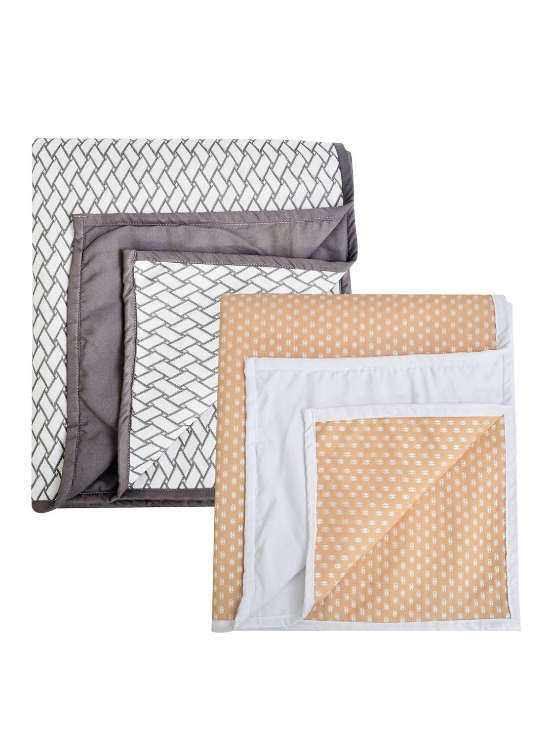 

Adbeni Kids 2-Pcs Beige & Grey Printed Waterproof Mattress Protector