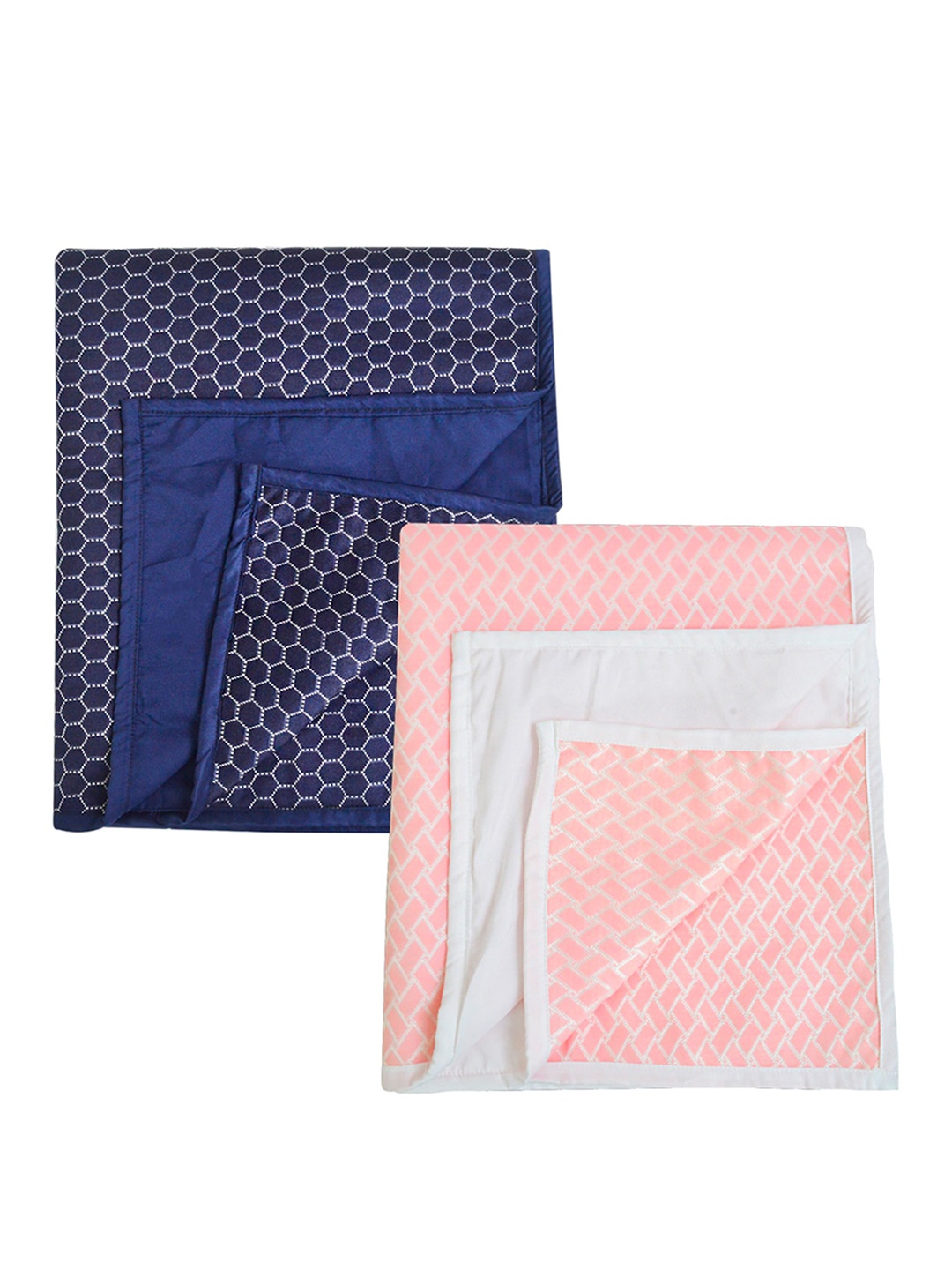 

Adbeni Kids 2-Pcs Navy Blue & Pink Printed Cotton Waterproof Mattress Protector