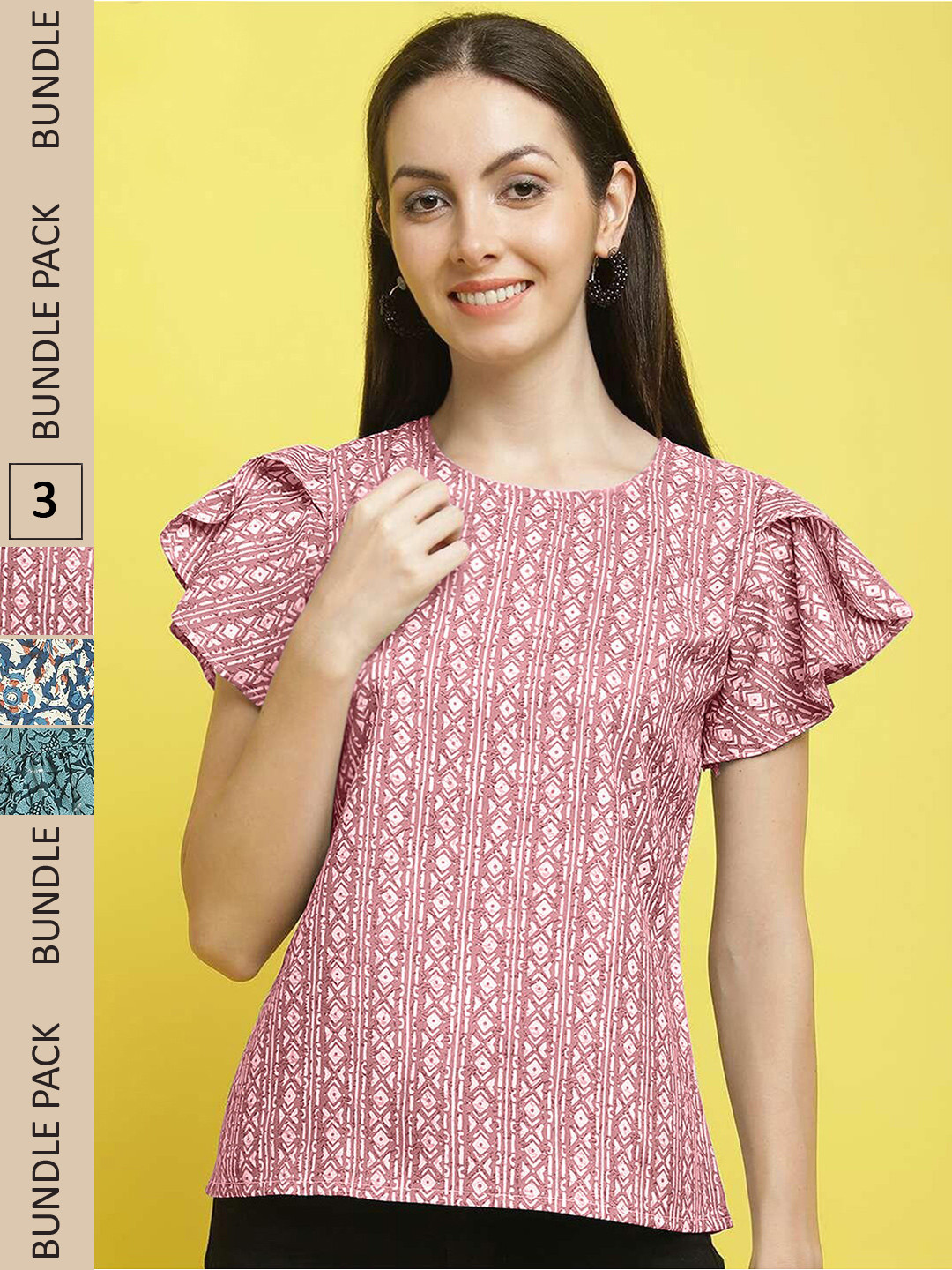 

Poshyaa Pack Of 3 Floral Printed Top, Pink
