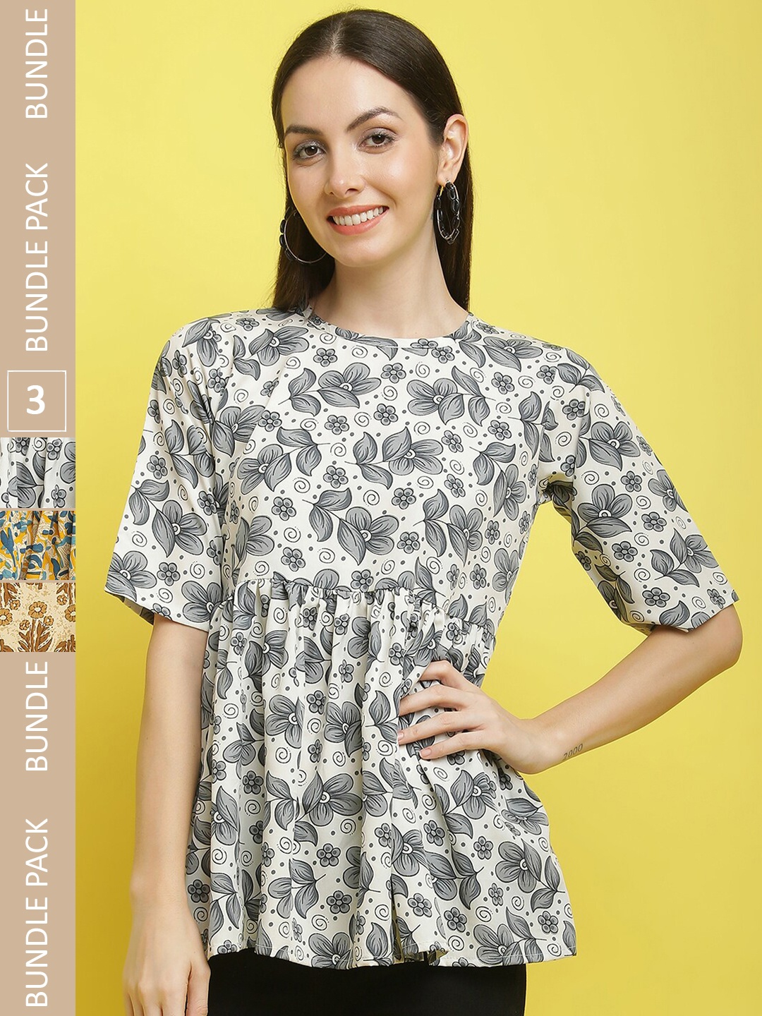 

Poshyaa Pack Of 3 Printed Tops, White