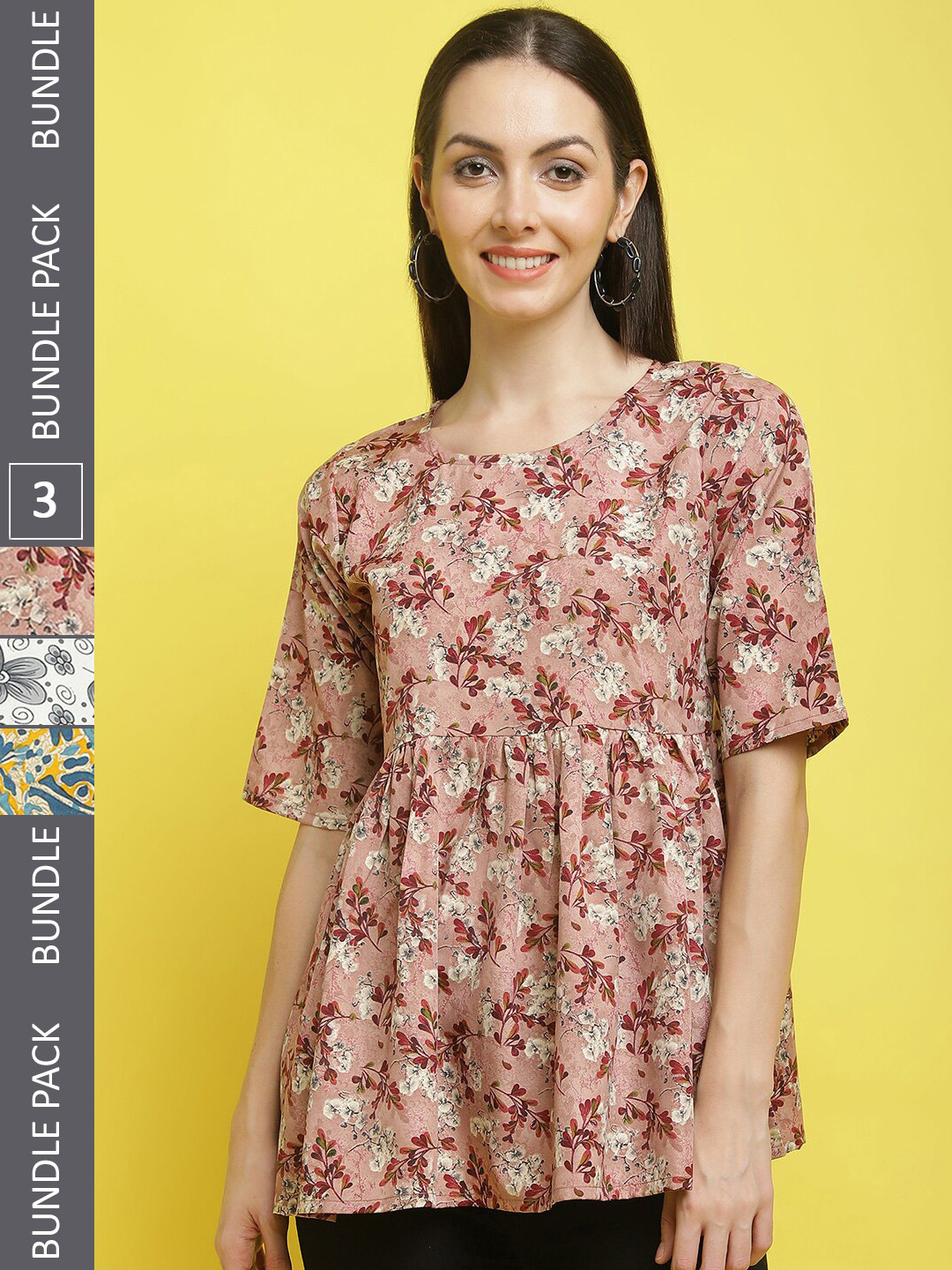 

Poshyaa Pack Of 3 Floral Printed Top, White