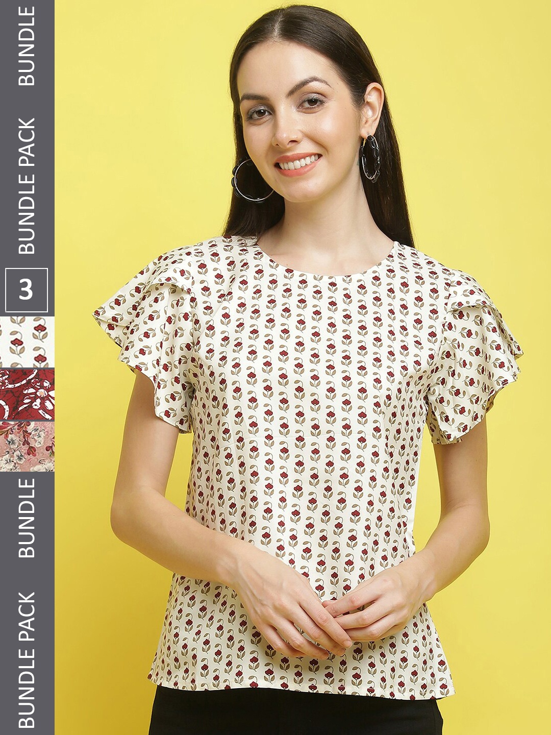 

Poshyaa Pack Of 3 Printed Tops, Yellow
