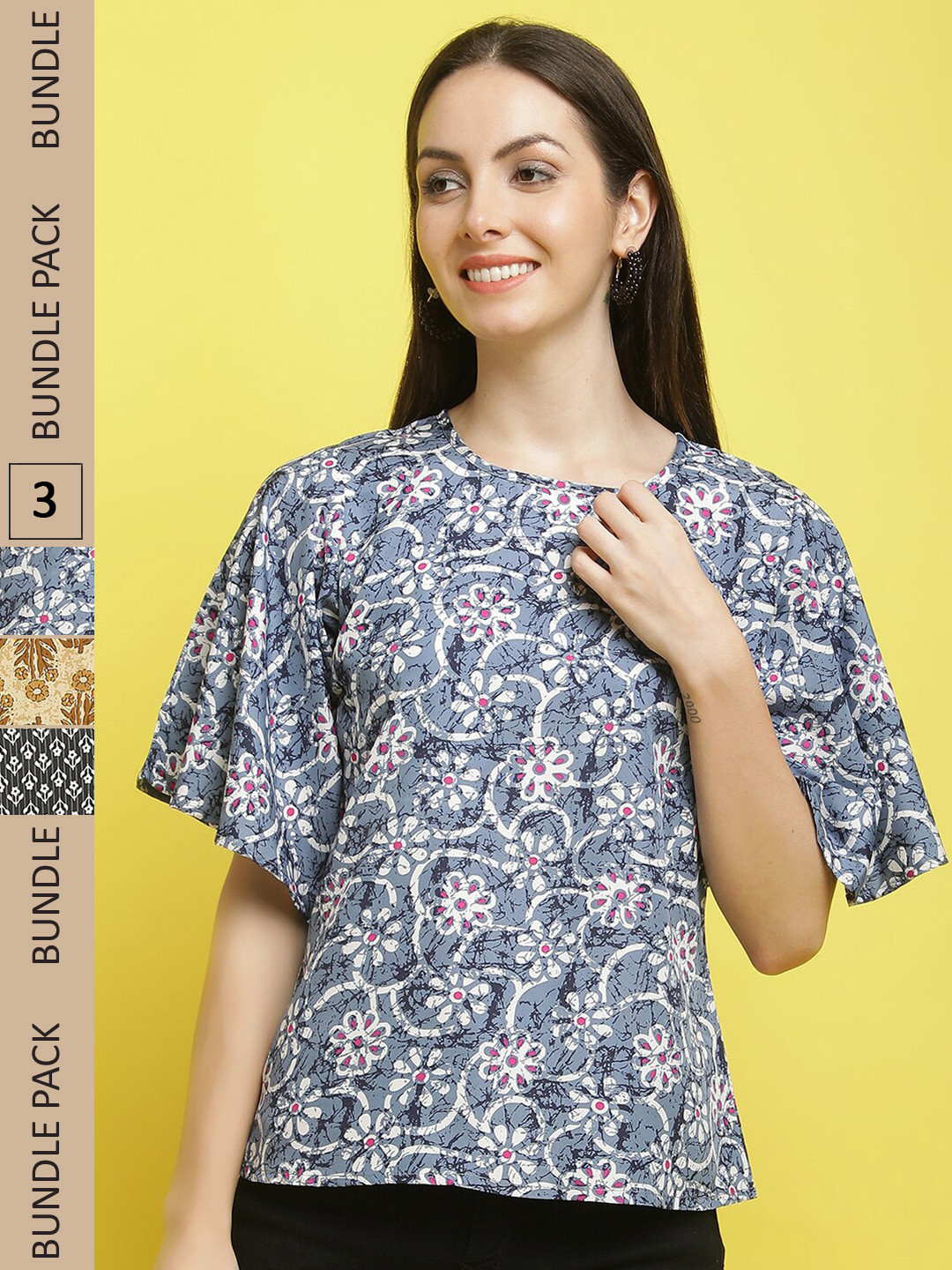 

Poshyaa Pack Of 3 Printed Tops, Blue