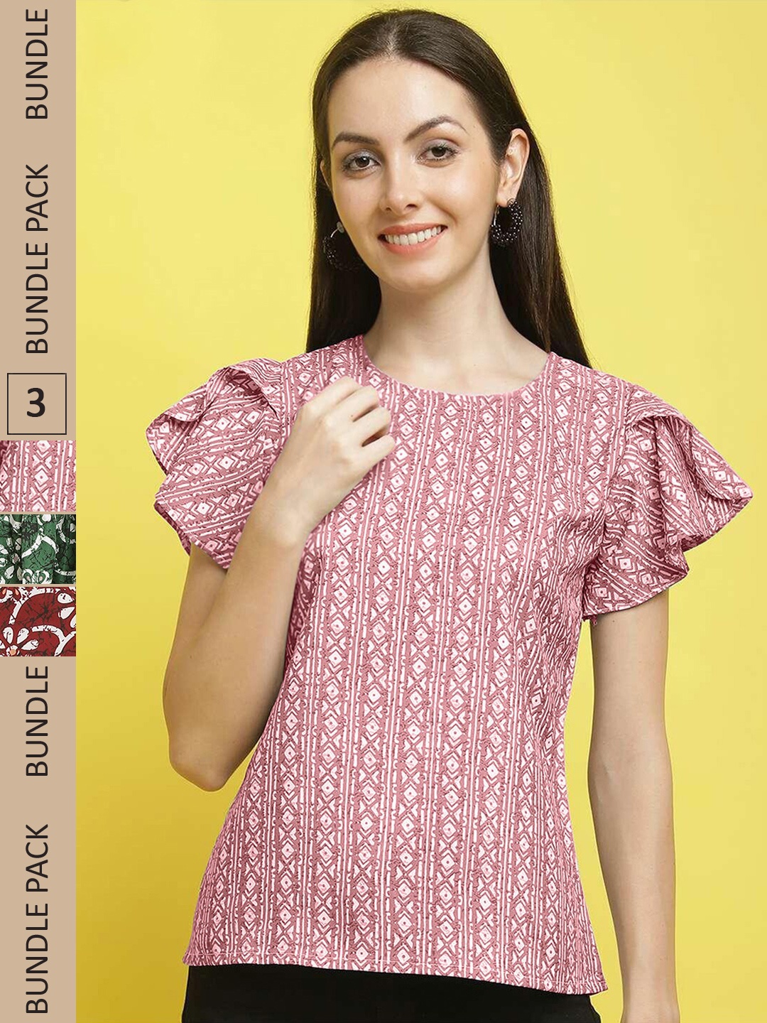

Poshyaa Pack Of 3 Printed Regular Top, Pink