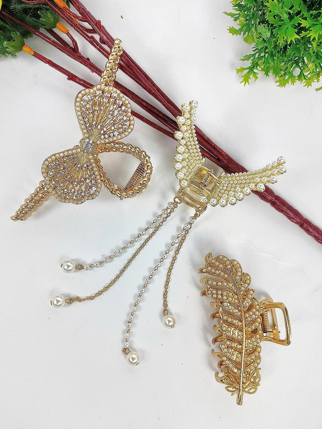 

ANNA CREATIONS Set of 3 Claw Clip, Gold