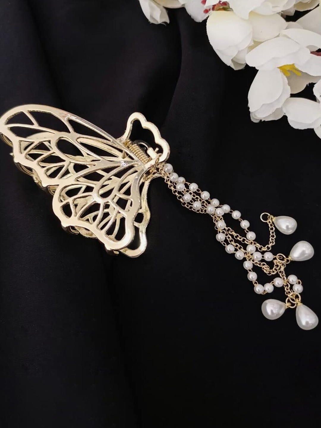 

ANNA CREATIONS Beaded Claw Clip, Gold