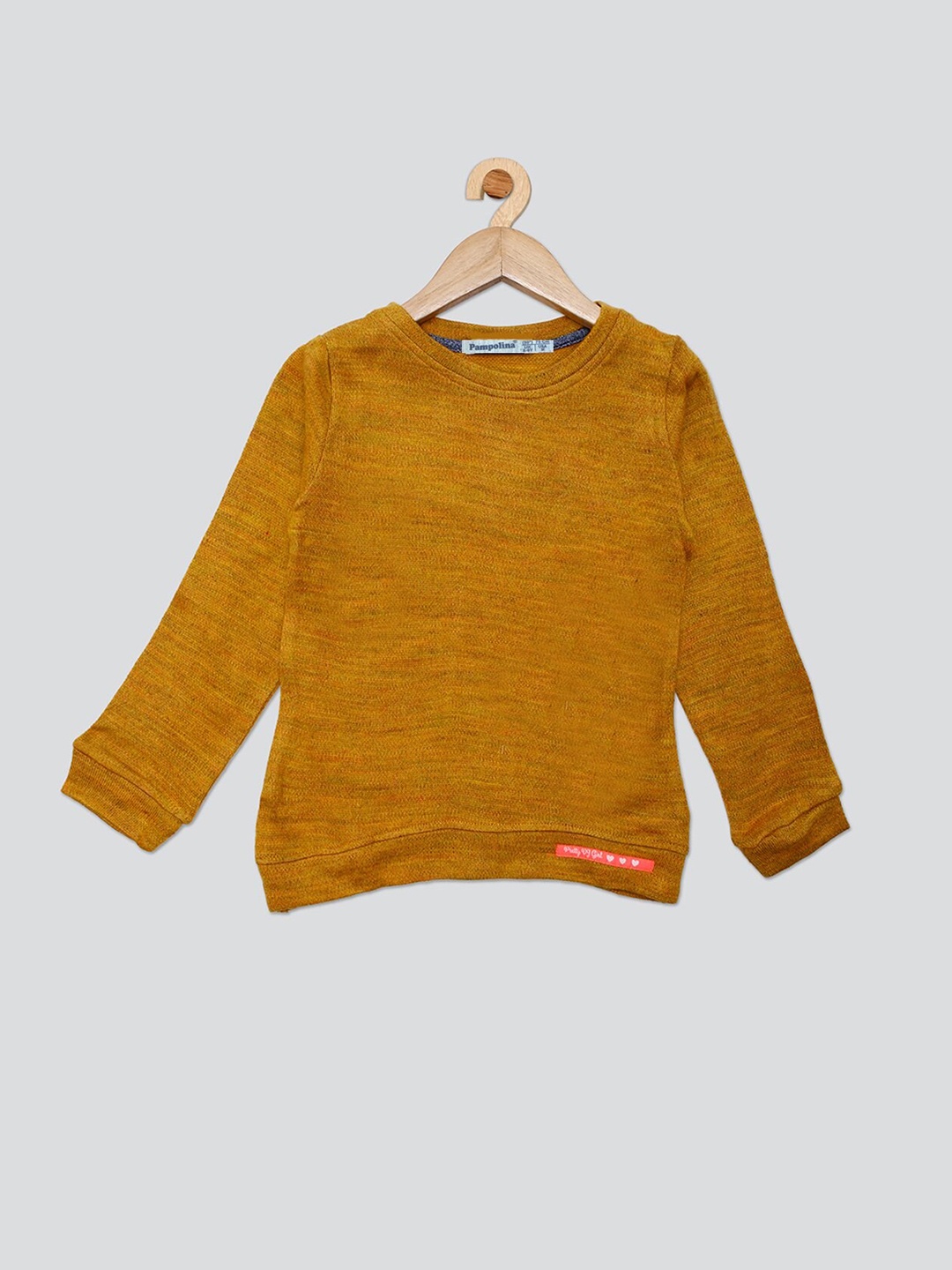 

PAMPOLINA Round Neck Woollen Sweater, Mustard