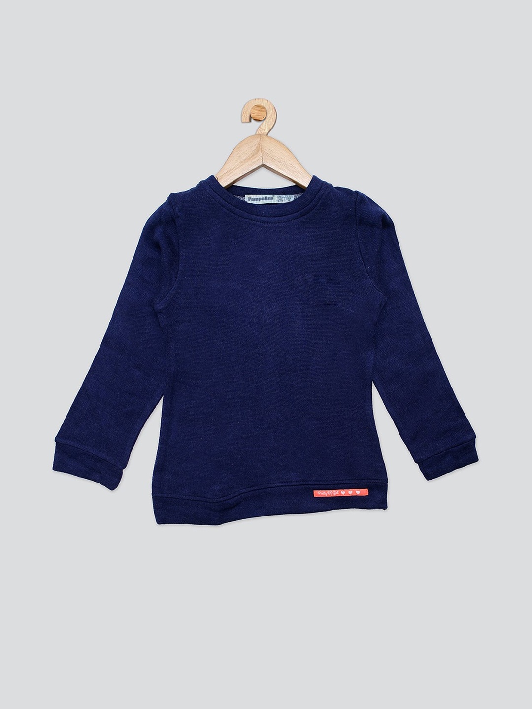 

PAMPOLINA Girls Round Neck Woollen Sweatshirt, Blue