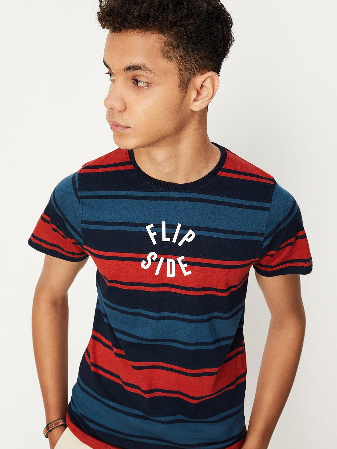 

max Boys Striped Pure Cotton T-shirt, Red