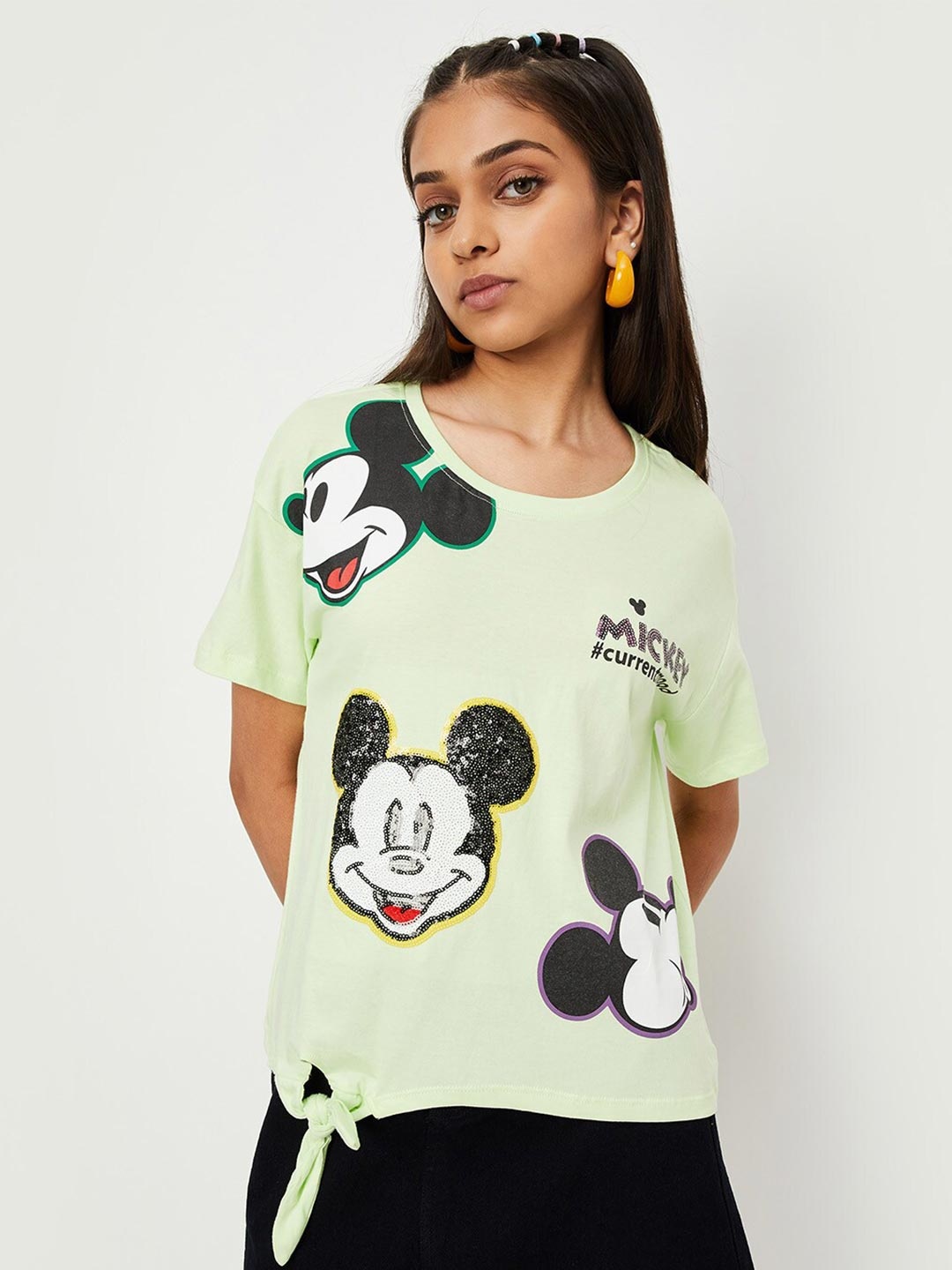 

max Girls Graphic Printed Pure Cotton T-Shirt, Green