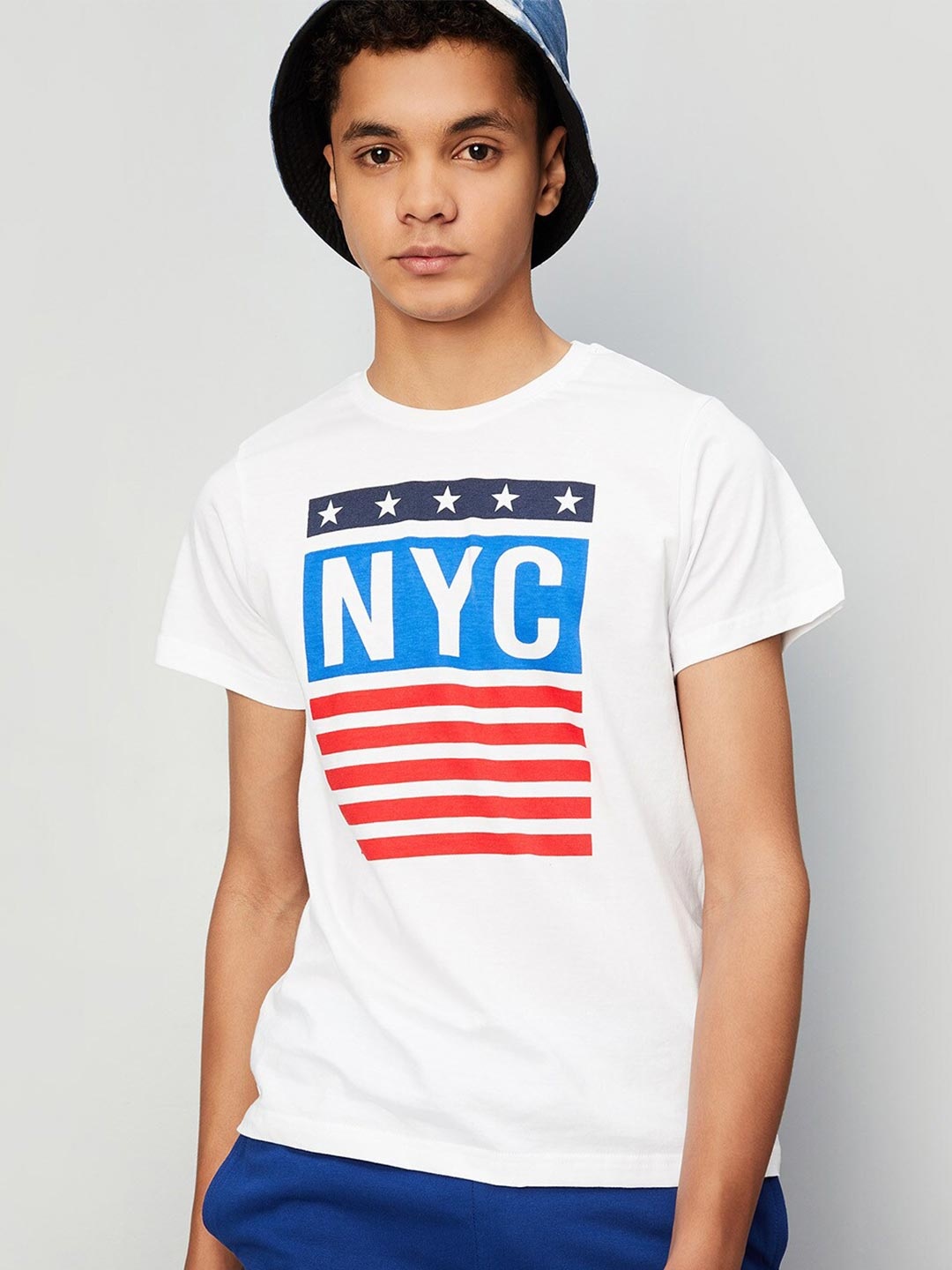 

max Boys Typography Printed Pure Cotton T-Shirt, White
