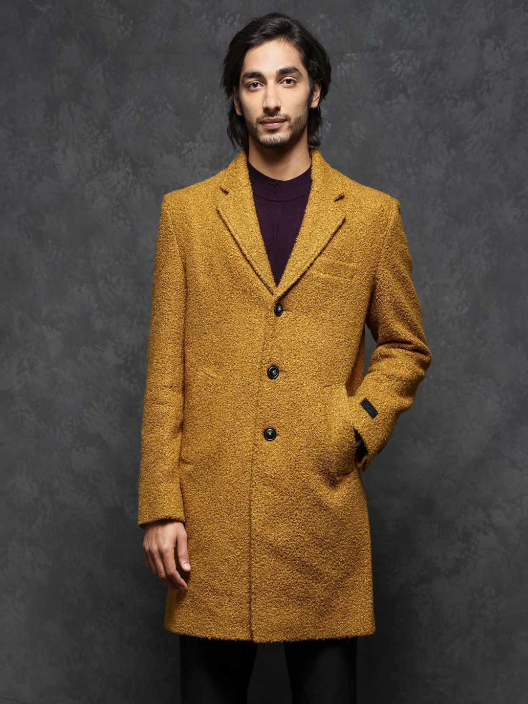 

RARE RABBIT Men Hong Tailored Fit Floral Embroidered Jacket, Yellow