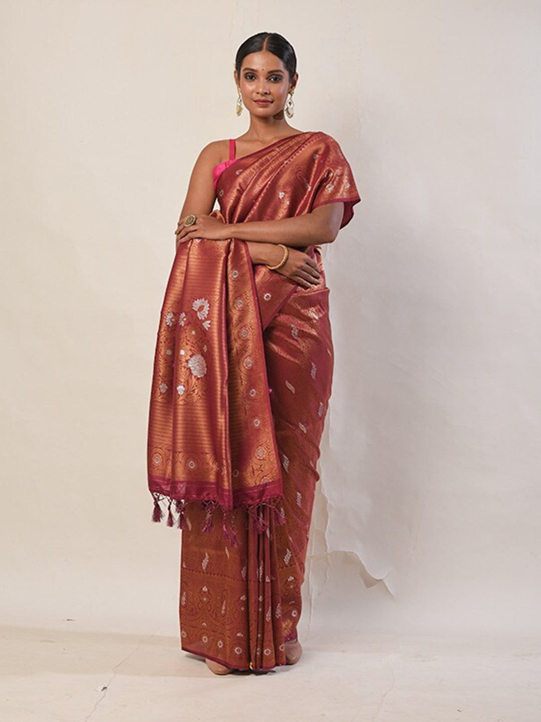 

AllSilks Woven Design Zari Saree, Maroon