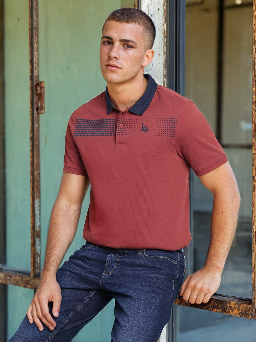 

Lee Polo Collar Slim Fit Cotton T-shirt, Red