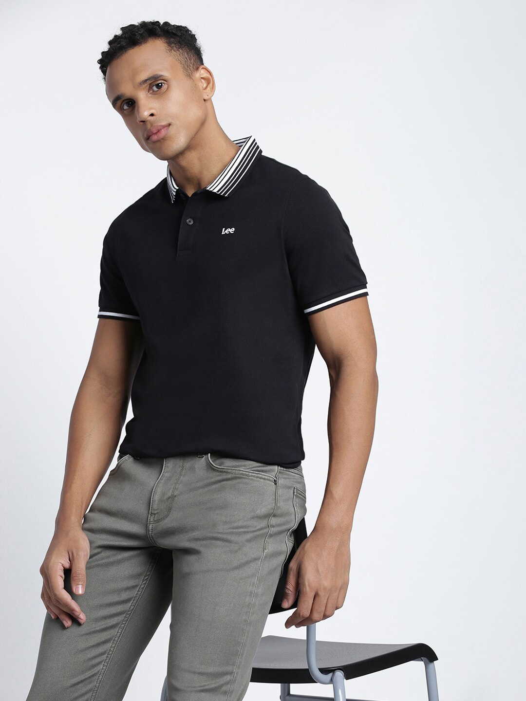 

Lee Polo Collar Cotton Slim Fit T-shirt, Black