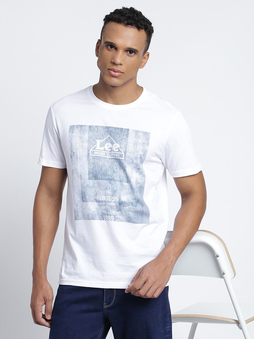 

Lee Printed Cotton Slim Fit T-shirt, White