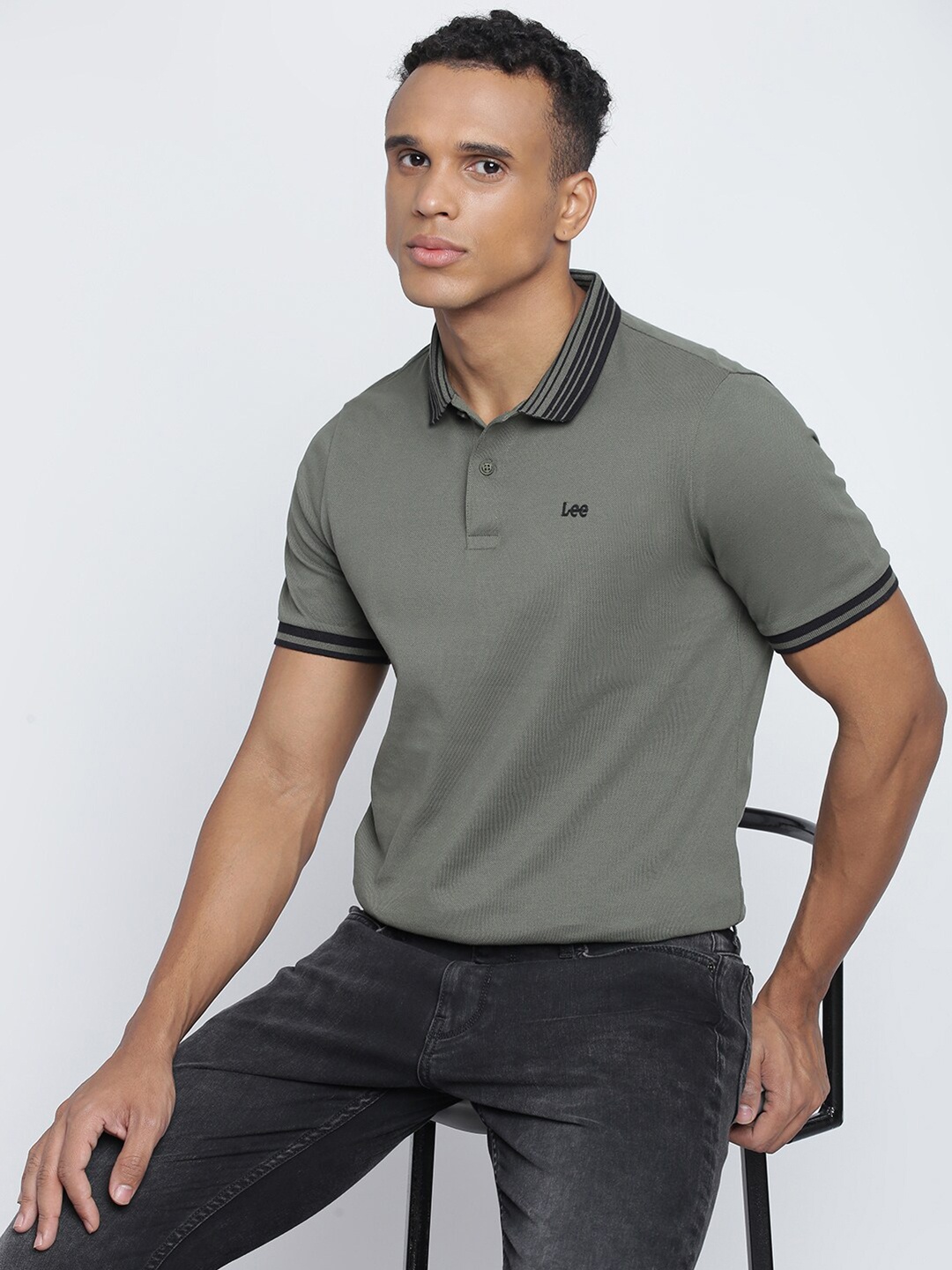 

Lee Cotton Polo Collar Slim Fit T-shirt, Green