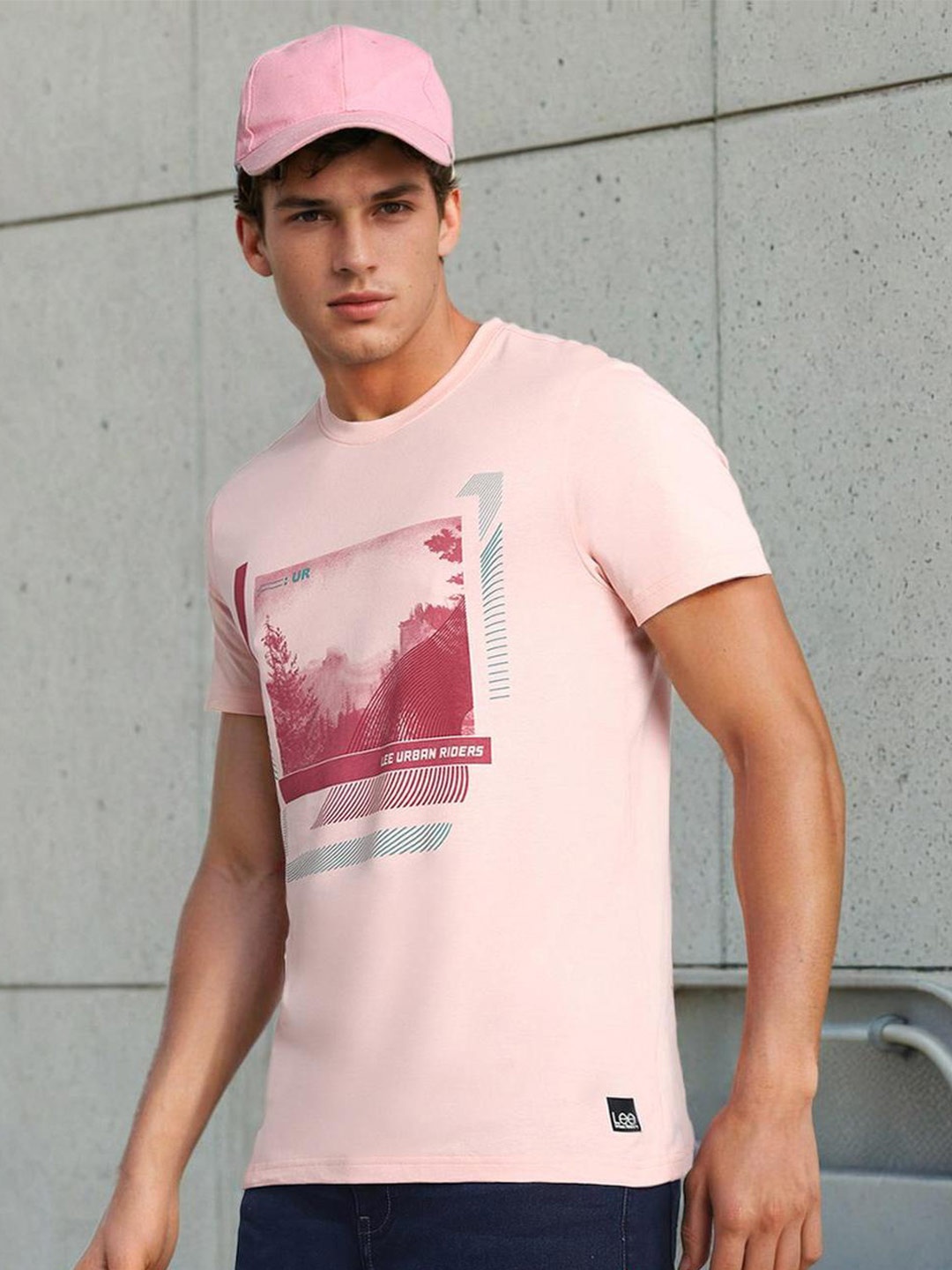 

Lee Graphic Printed Cotton Slim Fit T-shirt, Pink