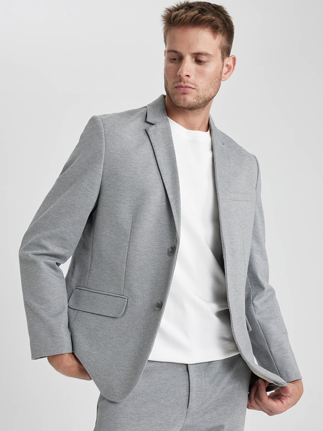 

DeFacto Single-Breasted Blazer, Grey