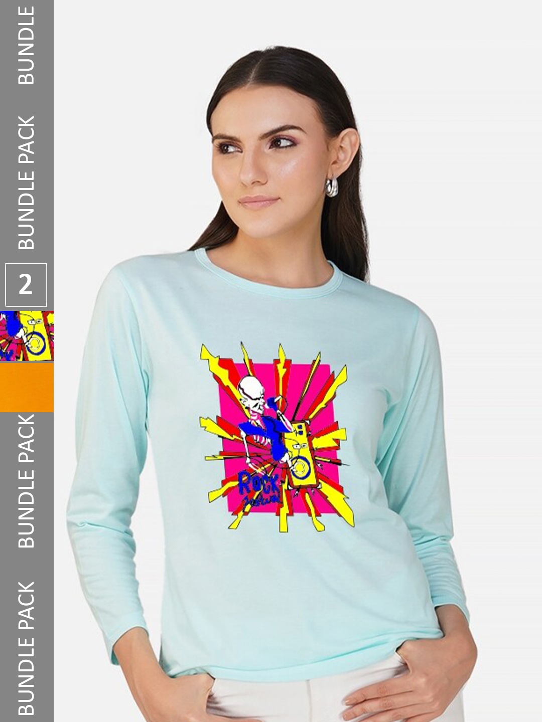 

CHOZI Pack Of 2 Graphic Printed Round Neck Cotton T-shirt, Mustard