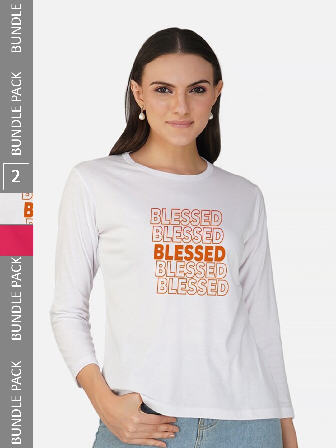 

CHOZI Pack of 2 Typography Printed Cotton T-shirts, White