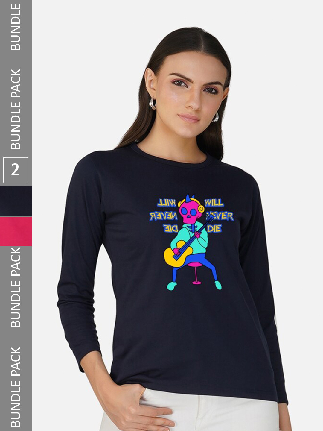 

CHOZI Pack Of 2 Graphic Printed Cotton T-shirt, Black