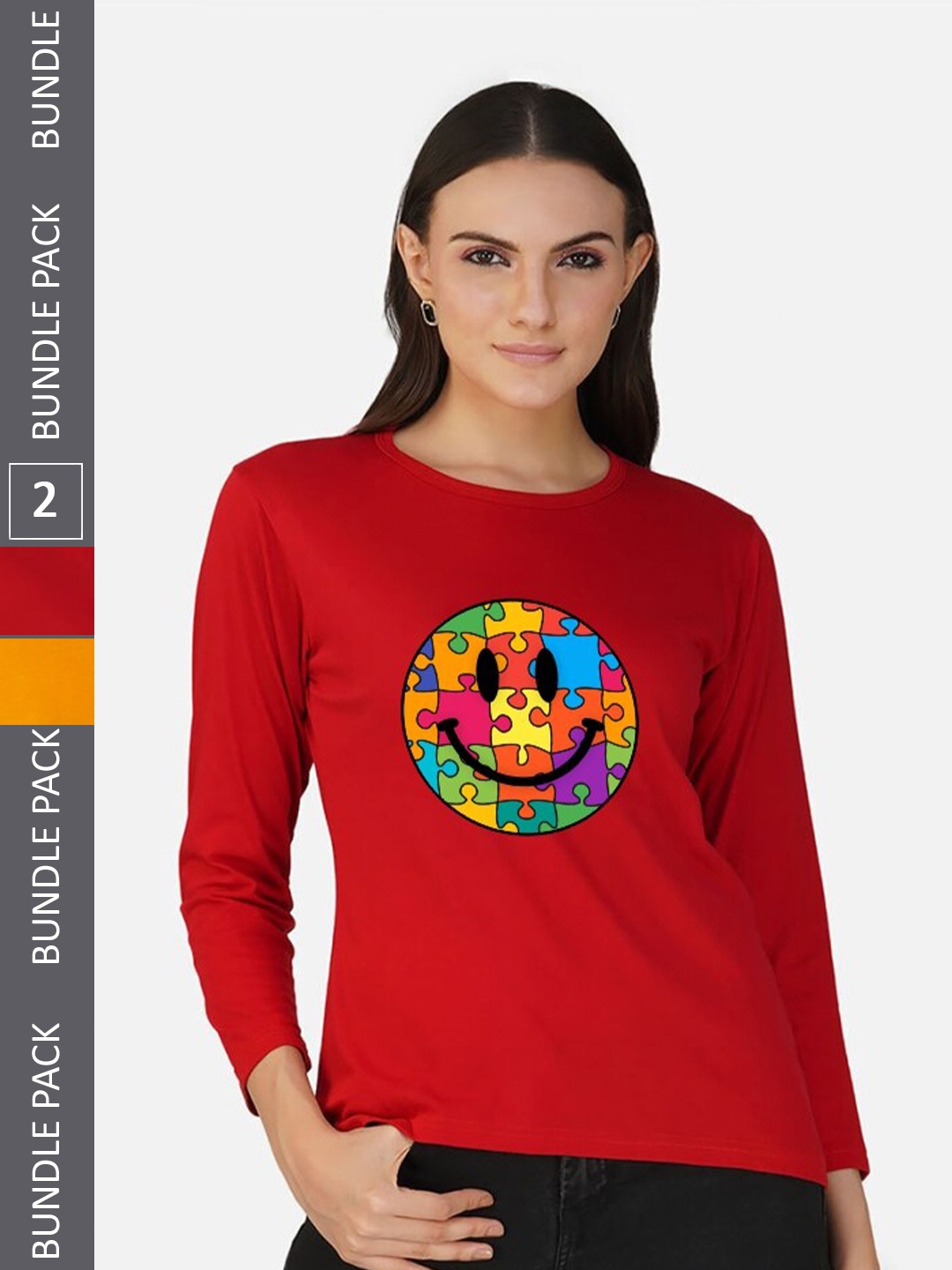 

CHOZI Pack Of 2 Graphic Printed Round Neck Cotton T-shirt, Red