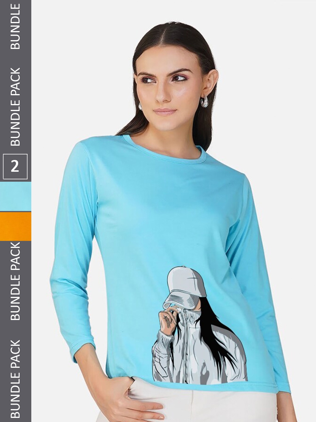 

CHOZI Pack Of 2 Graphic Printed Cotton T-shirt, Blue