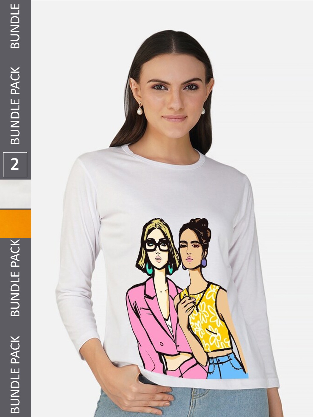 

CHOZI Pack of 2 Graphic Printed Cotton T-shirts, White