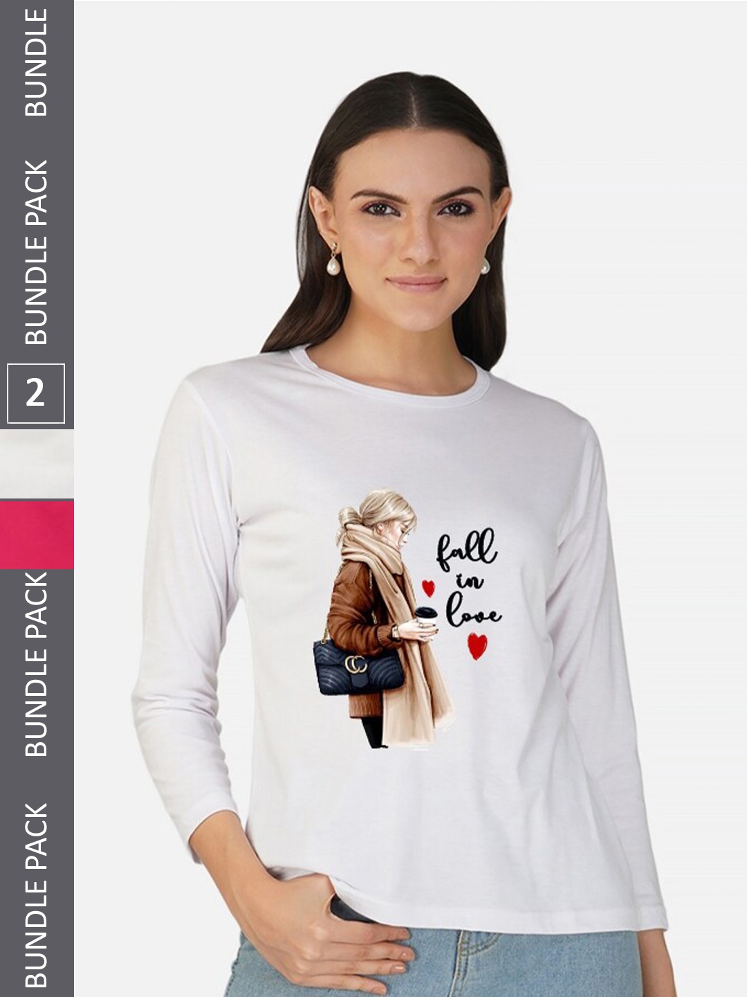 

CHOZI Pack Of 2 Graphic Printed Cotton T-shirt, White