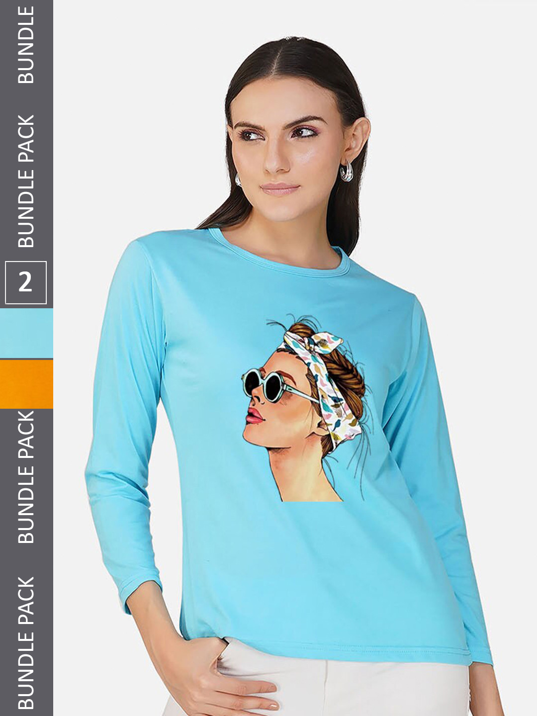 

CHOZI Pack Of 2 Graphic Printed Cotton T-shirt, Blue