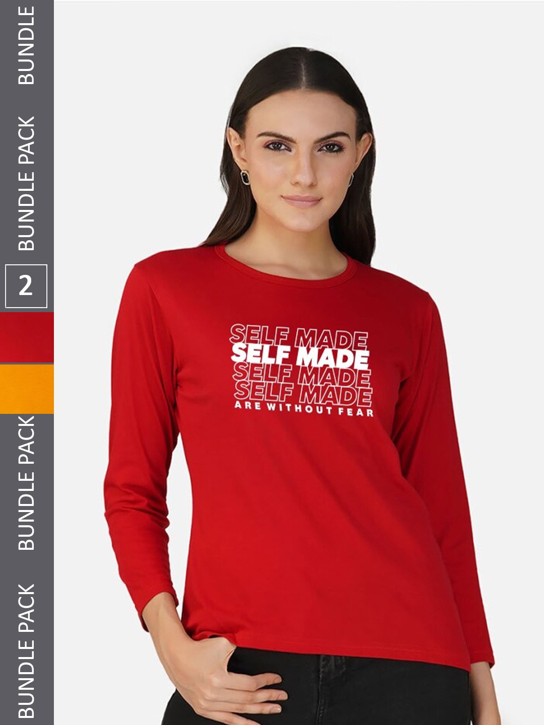 

CHOZI Pack Of 2 Printed Cotton T-shirt, Red
