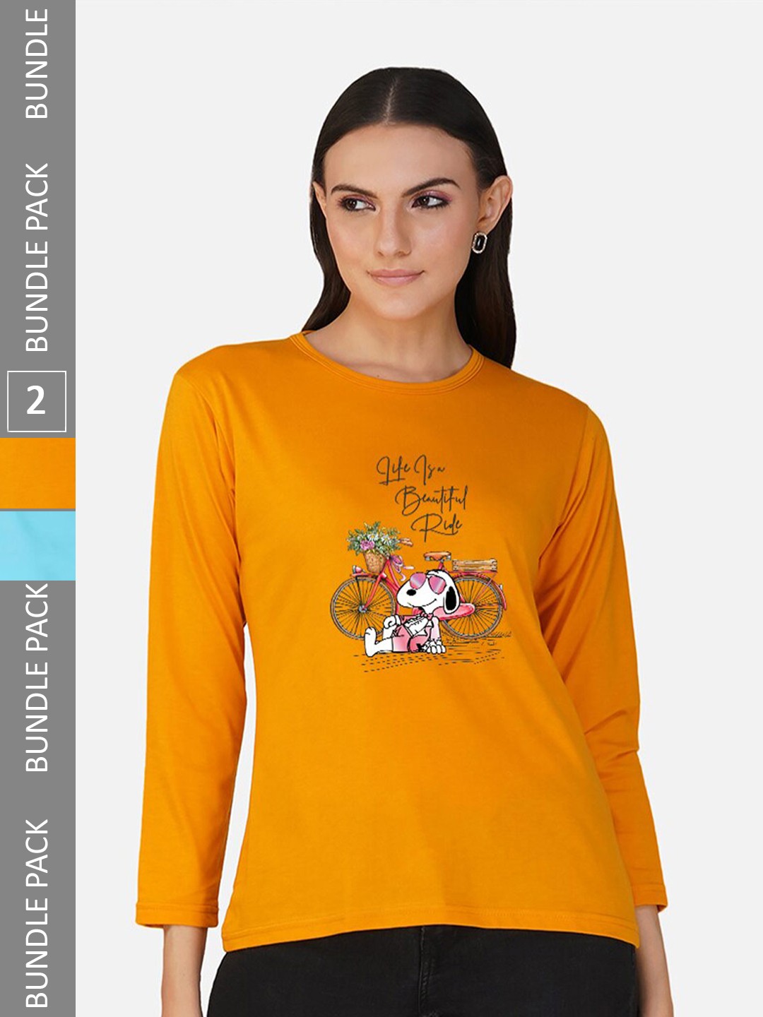 

CHOZI Pack Of 2 Graphic Printed Cotton T-shirt, Orange