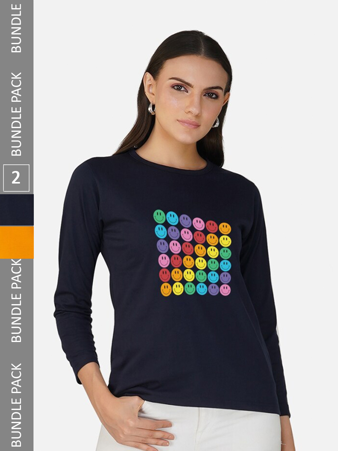

CHOZI Pack Of 2 Graphic Printed Cotton T-shirt, Navy blue