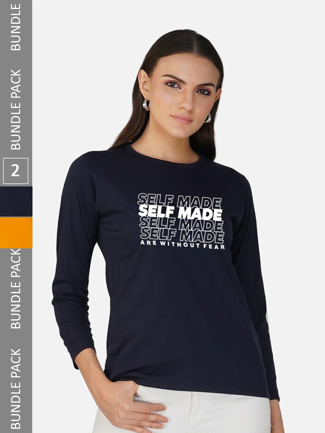 

CHOZI Pack Of 2 Printed Cotton T-shirt, Navy blue