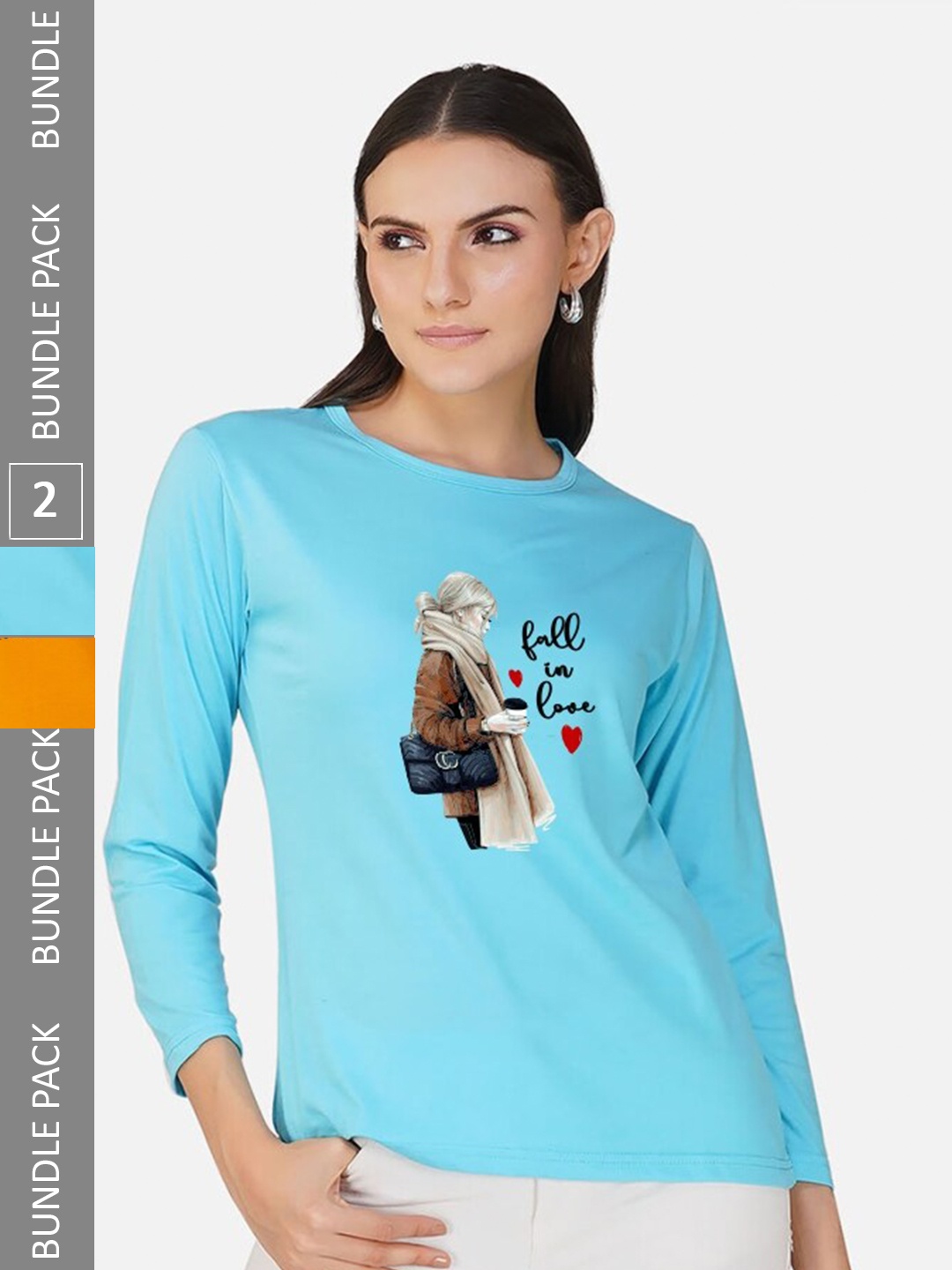

CHOZI Pack of 2 Graphic Printed Cotton T-shirts, Turquoise blue