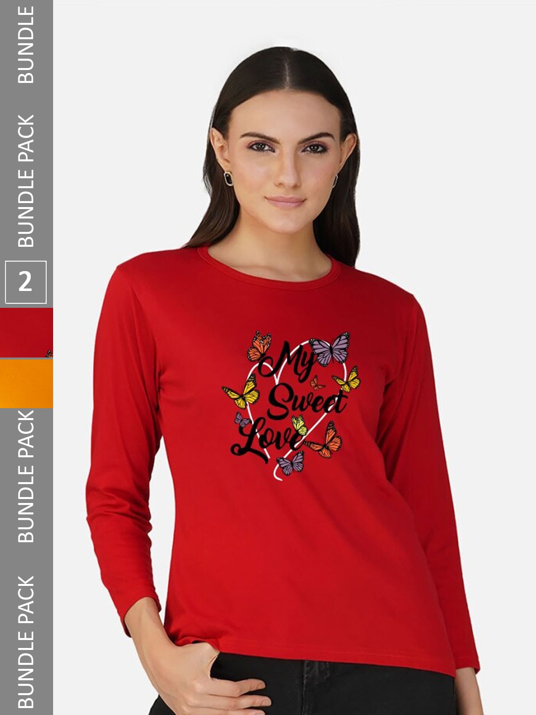 

CHOZI Pack Of 2 Typography Printed Cotton T-shirt, Red