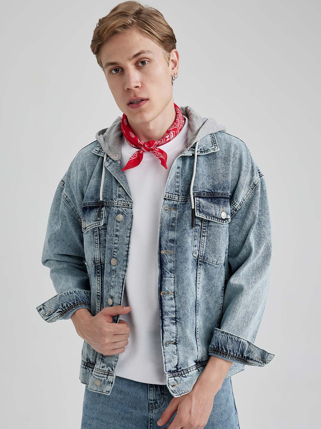 

DeFacto Washed Crop Denim Cotton Jacket, Blue