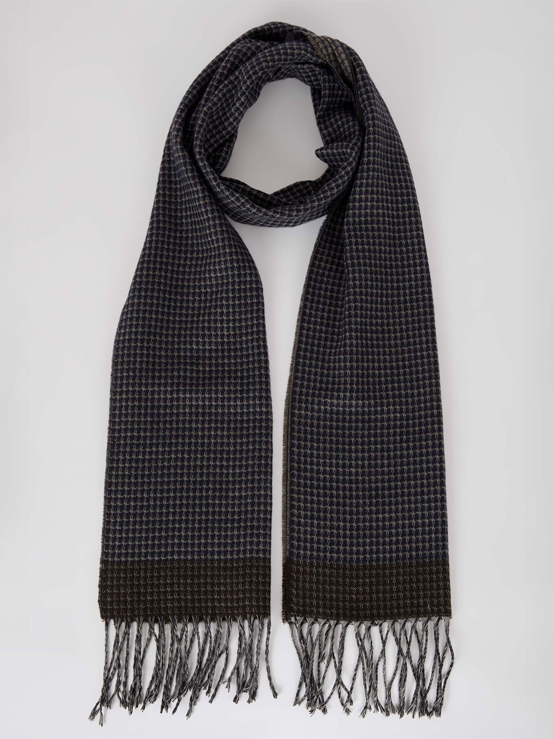 

DeFacto Men Checked Tasselled Scarf, Black