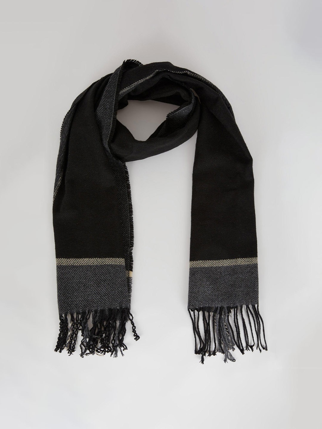 

DeFacto Men Colourblocked Scarf, Black