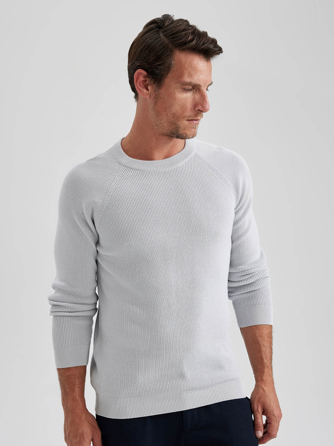 

DeFacto Long Sleeves Ribbed Acrylic Pullover, Grey