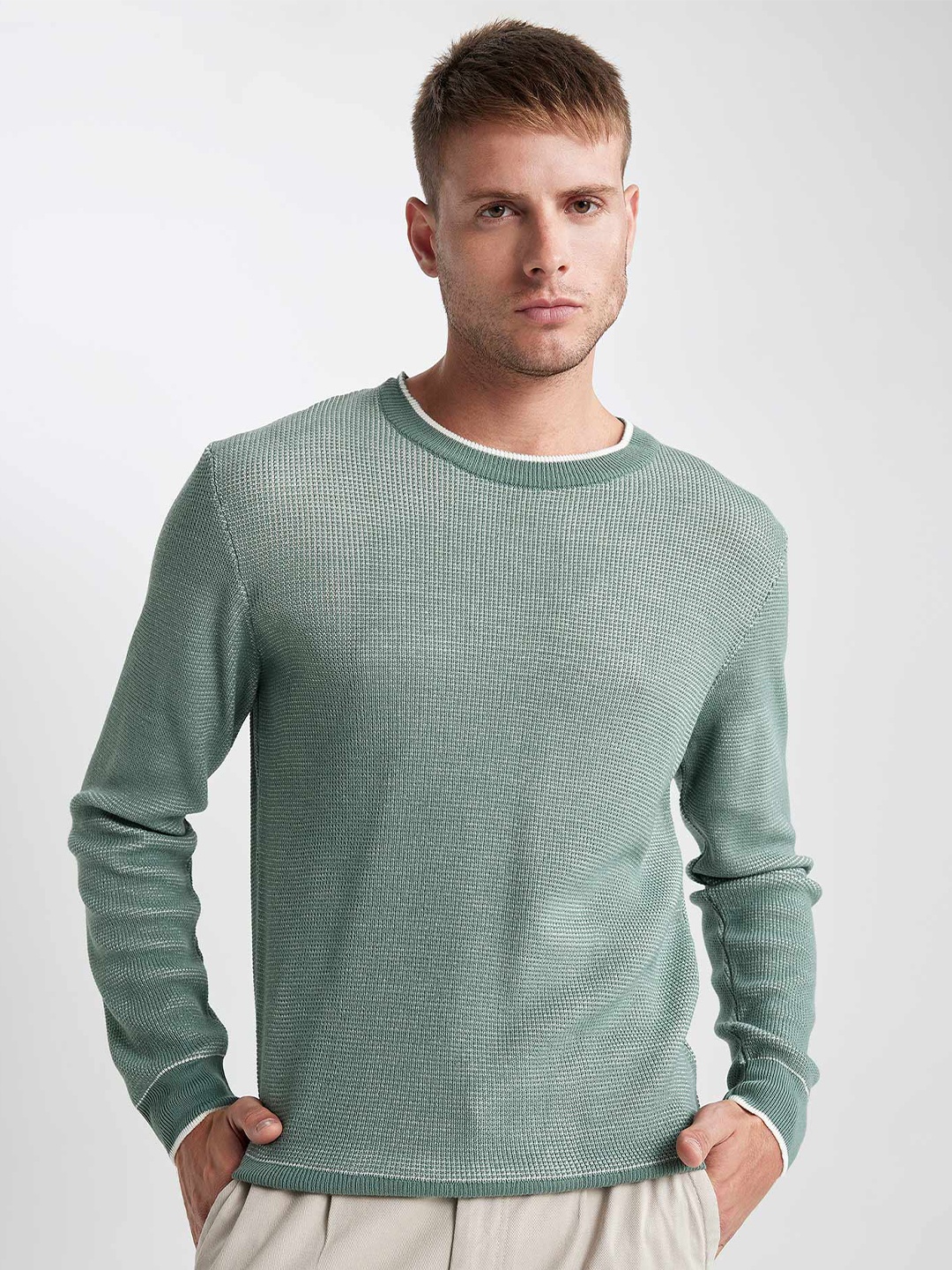 

DeFacto Long Sleeves Ribbed Acrylic Pullover, Green