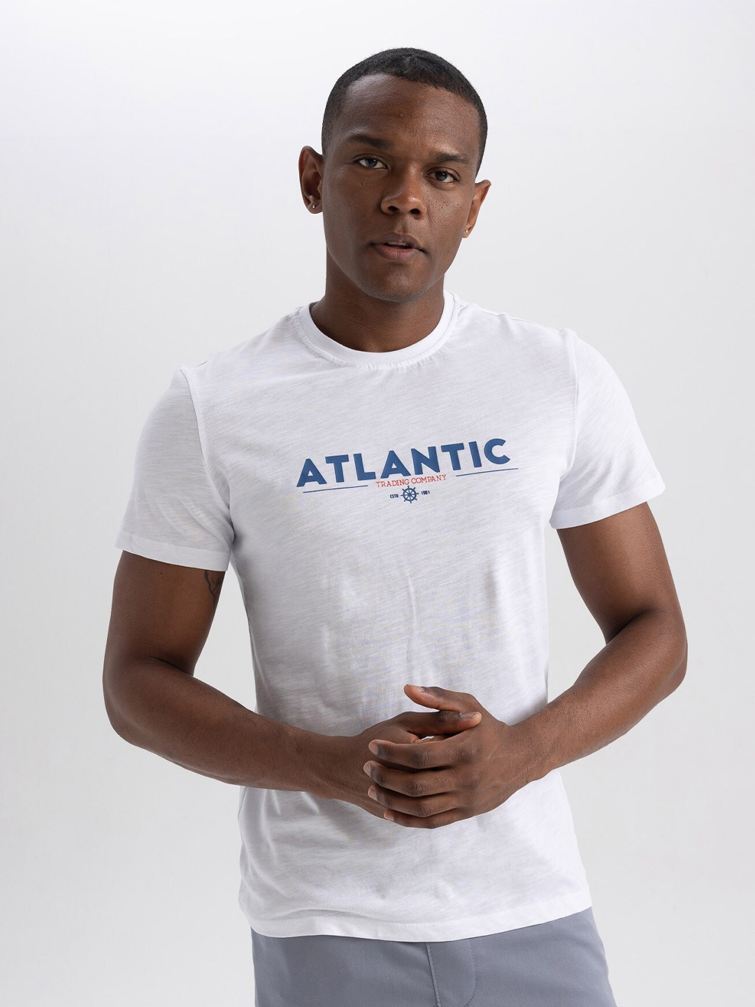 

DeFacto Typography Printed Pure Cotton T-shirt, White