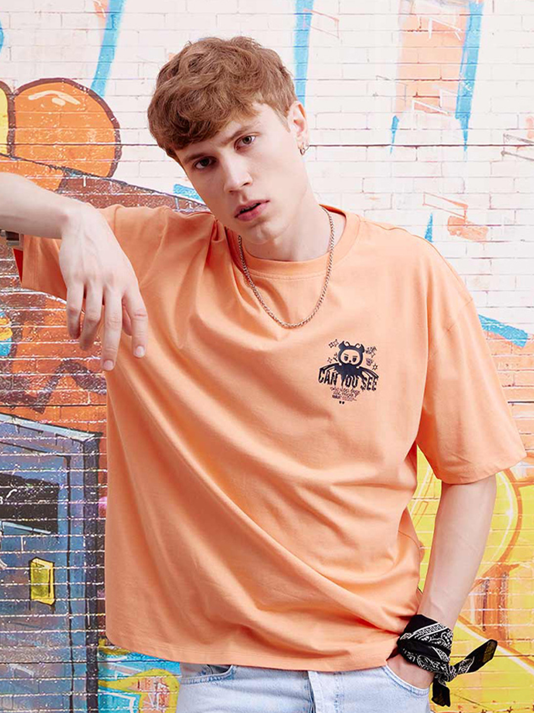 

DeFacto Graphic Printed Cotton T-shirt, Peach